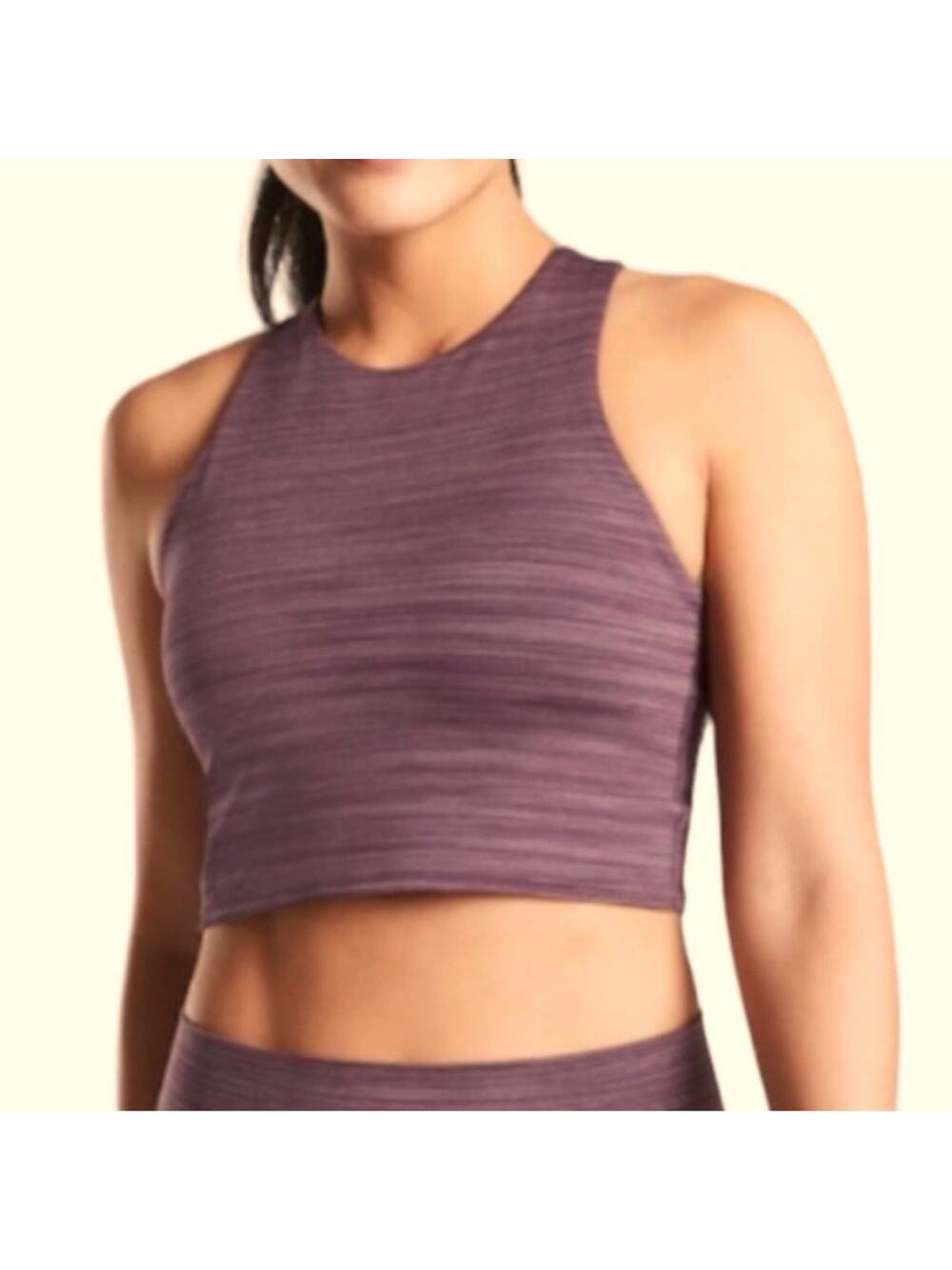 Athleta concious space-dye purple crop top women’s small with built in bra